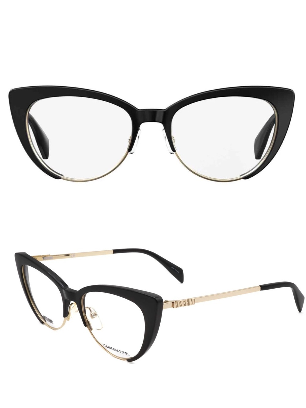 Moschino MOS521 Cat-Eye Eyeglasses - Black/Gold (807)